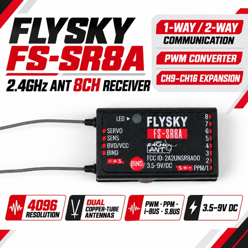 Radio Transmitter 2.4Ghz - FLYSKY FS-SR8A 8-канальный приемник 2,4 ГГц